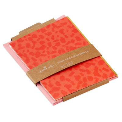Set of 5 Hallmark mini blank cards featuring orange animal print design with gold foil accents and matching envelopes.
