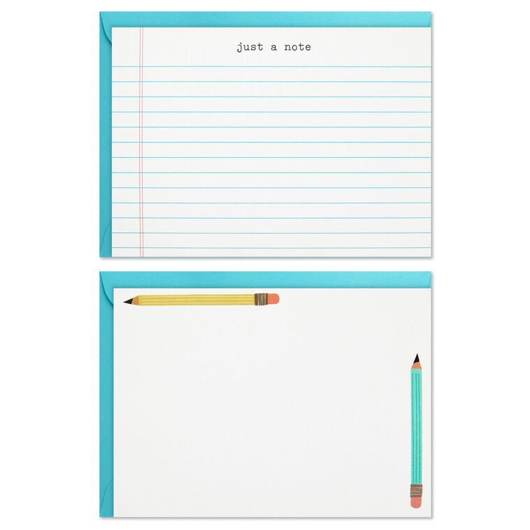 School Fun Flat Note Cards in Caddy, Box of 40