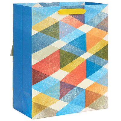 Multicolor Plaid Large Father's Day Gift Bag 13"