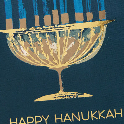 UNICEF Gold Menorah on Blue Boxed Hanukkah Cards, Pack of 12