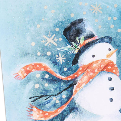 Snowman on Blue Boxed Christmas Cards, Pack of 16