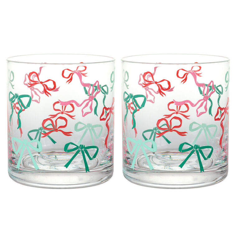 Lacey Chabert Collection Holiday Bow Drinking Glasses, Set of 2