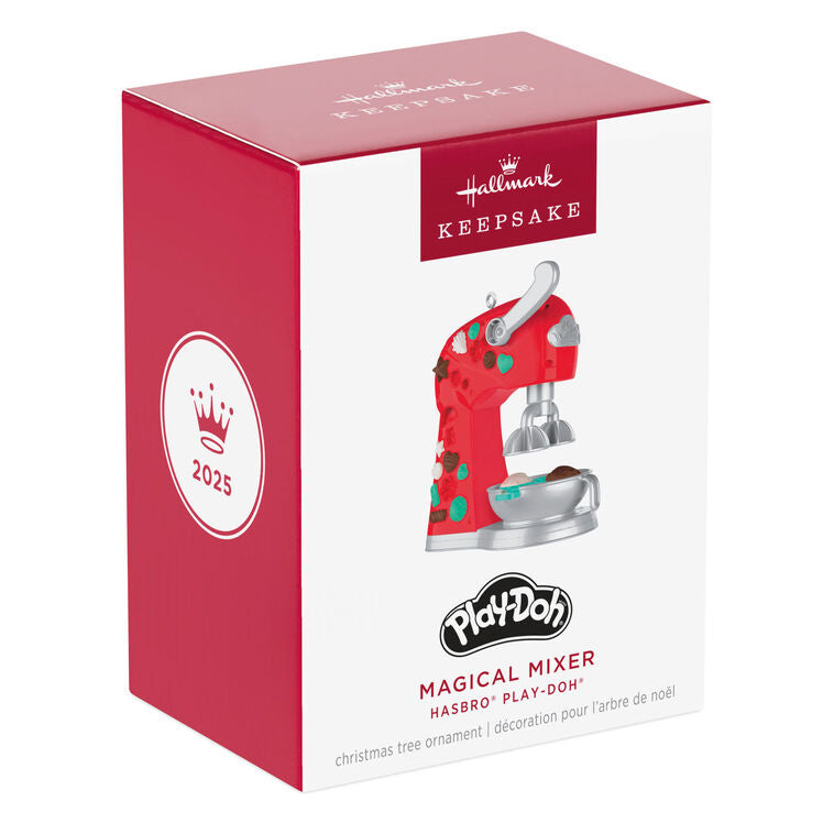 Hallmark Keepsake Hasbro Play-Doh Magical Mixer ornament, red and silver mixer with Play-Doh accents, inspired by classic playset.