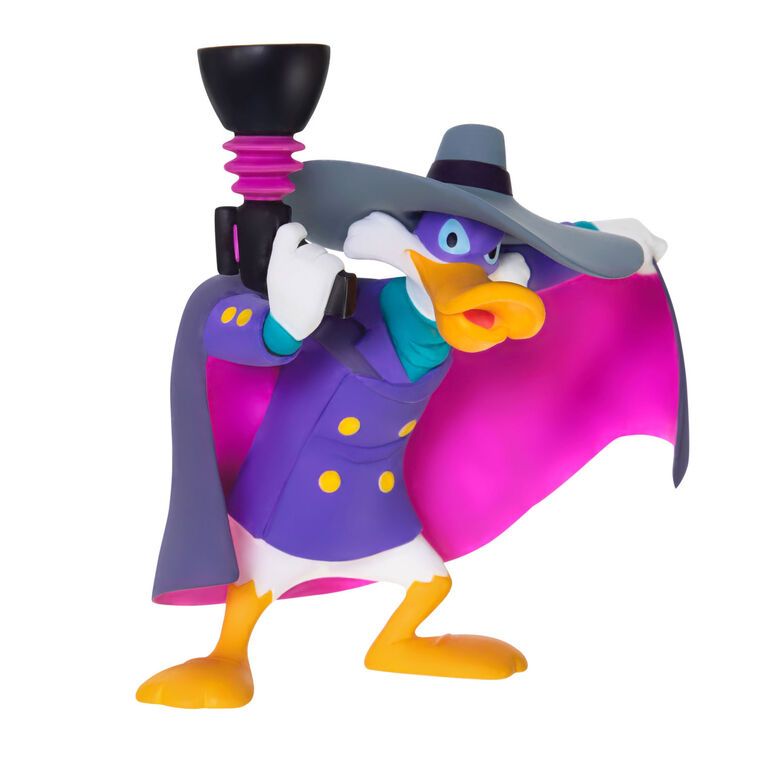 Hallmark Keepsake Disney Darkwing Duck Let’s Get Dangerous ornament, purple and pink superhero duck, cape, mask, blaster, animated pose.