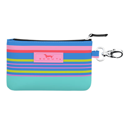 SCOUT IDKase card holder in Summer Friyay pattern with clear ID window, zip closure, and key clasp for easy attachment.