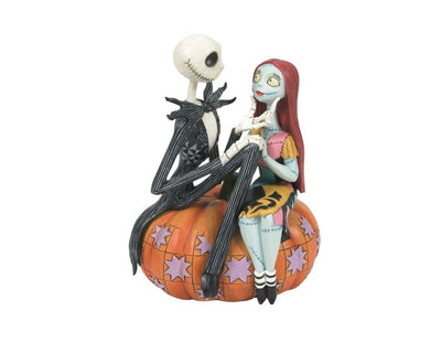 Jim Shore "The Pumpkin King and Sally" figurine, Jack Skellington and Sally from The Nightmare Before Christmas.