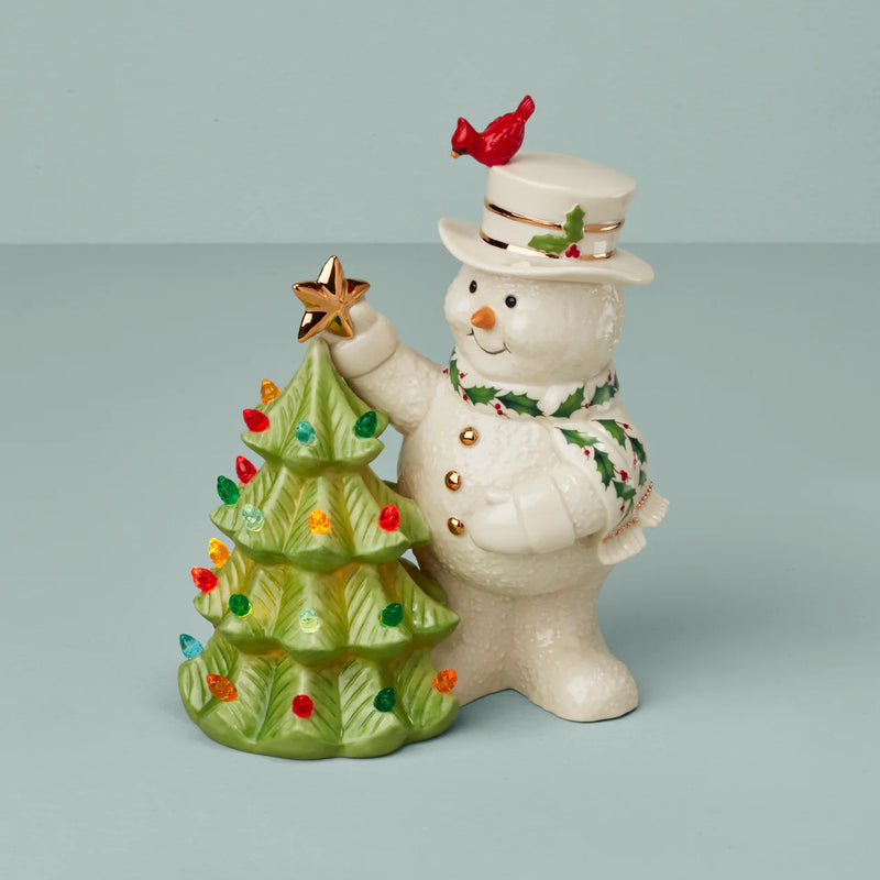Happy holly days snowman lit figurine