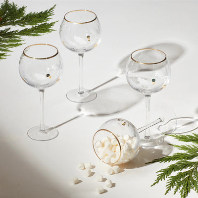 Holiday gold balloon glasses   set of 4