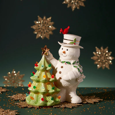 Happy holly days snowman lit figurine