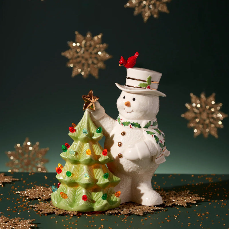 Happy holly days snowman lit figurine