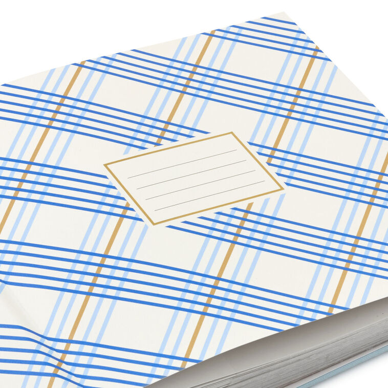 Gather Happy Memories Gold on Light Blue Linen Photo Album