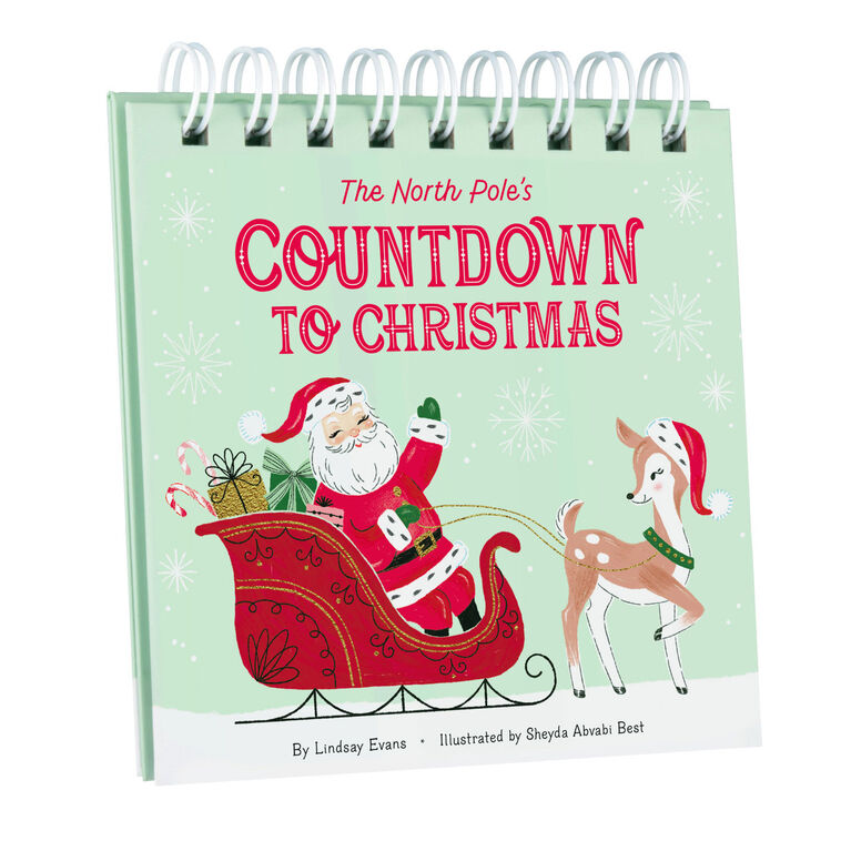 Set of 11 tin ball ornaments and gold jingle bell with North Pole Christmas characters, plus spiral-bound countdown book, Hallmark Keepsake