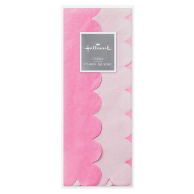 Scalloped Solid Pink and White 2-Pack Tissue Paper, 4 sheets