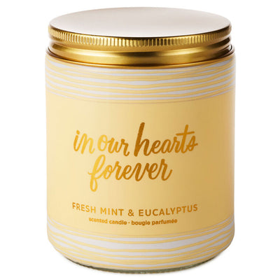 In our hearts forever fresh mint & eucalyptus scented jar candle, 7 oz.