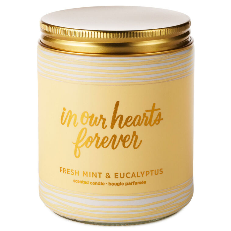 In our hearts forever fresh mint & eucalyptus scented jar candle, 7 oz.