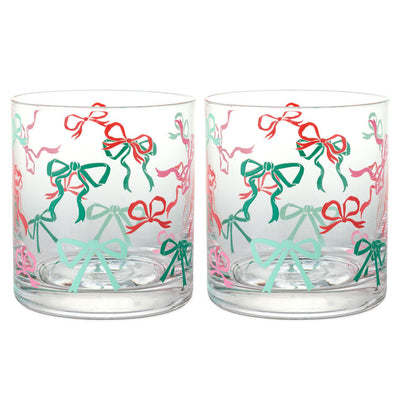 Lacey Chabert Collection Holiday Bow Drinking Glasses, Set of 2