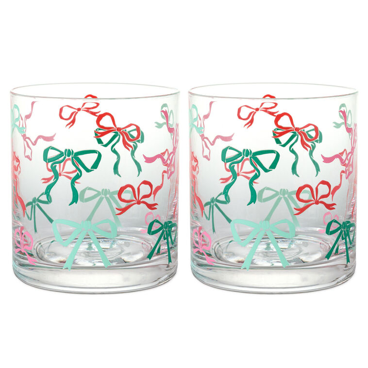 Lacey Chabert Collection Holiday Bow Drinking Glasses, Set of 2