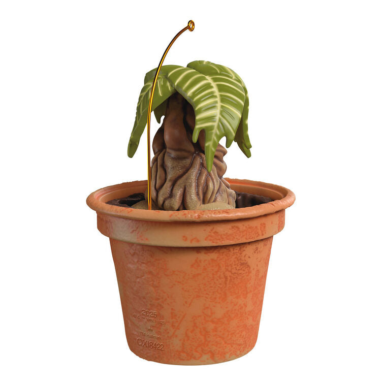 Mandrake ornament, Harry Potter magical plant in terra-cotta pot, sound feature, Hallmark Keepsake, Christmas tree decoration.