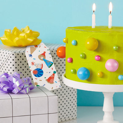 Party Hats and Confetti Large Gift Tag