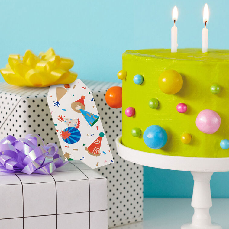 Party Hats and Confetti Large Gift Tag