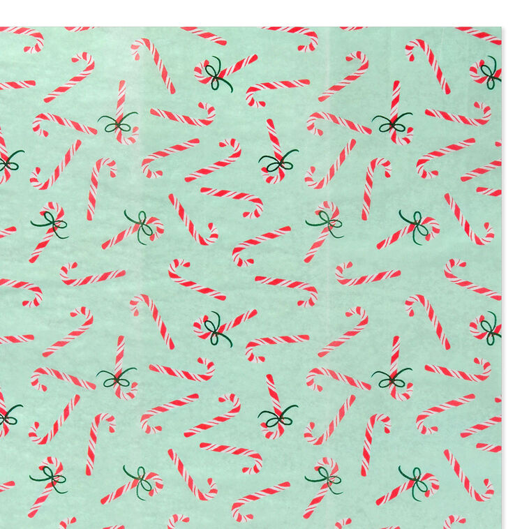 Peppermint-Scented Candy Canes on Green Christmas Tissue Paper, 4 sheets