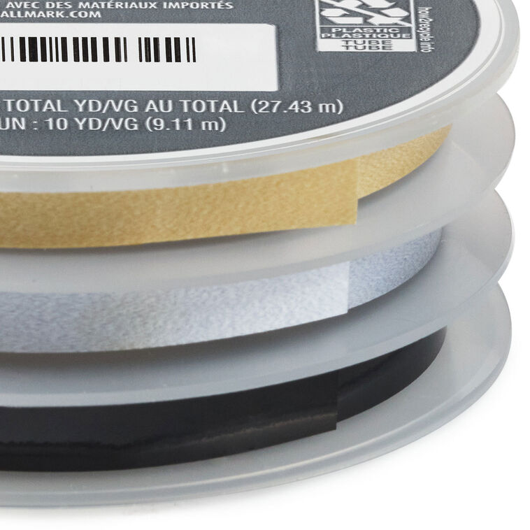 0.2" Gold/Silver/Black Metallic 3-Pack Curling Ribbon, 90&