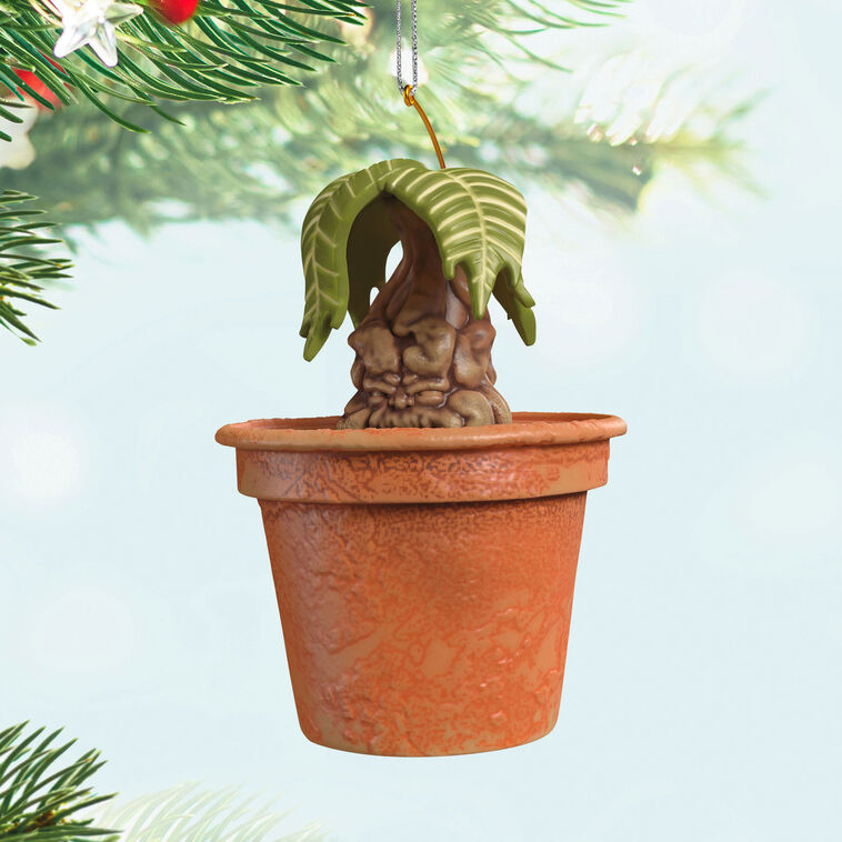Mandrake ornament, Harry Potter magical plant in terra-cotta pot, sound feature, Hallmark Keepsake, Christmas tree decoration.