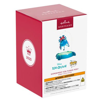 Lilo & Stitch Experiment 626 Funko POP! ornament trapped in prison capsule with light-up base, Disney keepsake.

