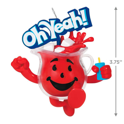 Hallmark Kool-Aid Man ornament with "Oh Yeah!" text, red cherry drink pitcher design and ice cubes.
