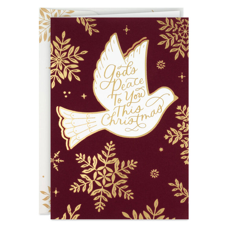 Dove of Peace on Burgundy Religious Boxed Christmas Cards, Pack of 16