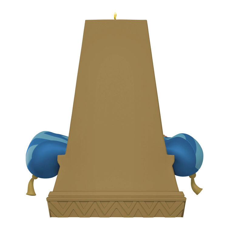 Emperor Kuzco ornament sitting on plush throne from Disney’s The Emperor’s New Groove holiday collection.

