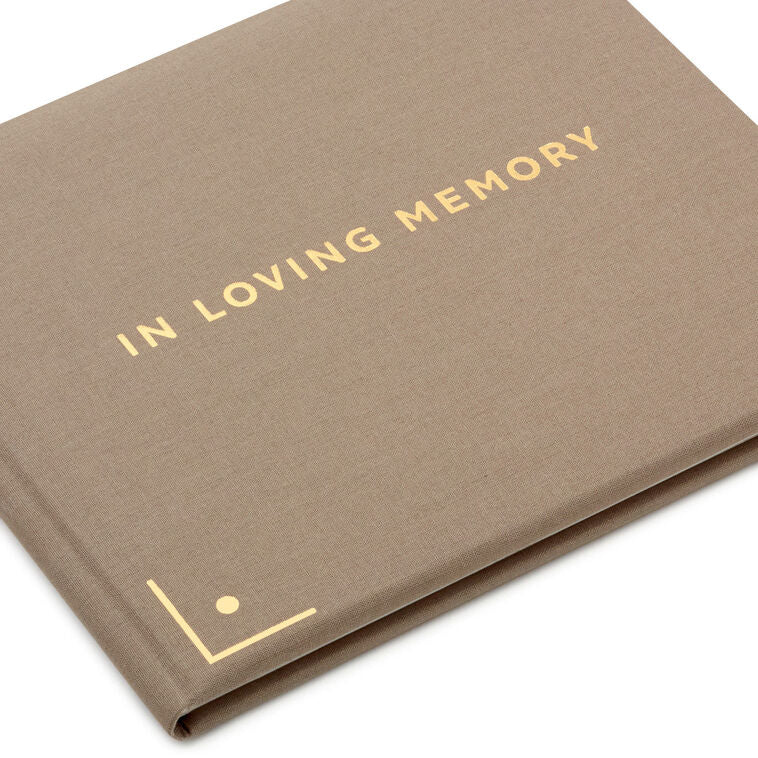 In Loving Memory Taupe Linen Guest Book