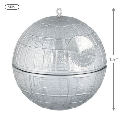 Mini Death Star ornament, silver armored battle station from Star Wars, Hallmark Keepsake Christmas collectible