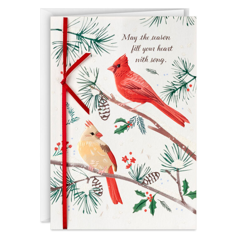 Cardinals on Pine Branches Boxed Christmas Cards, Pack of 12