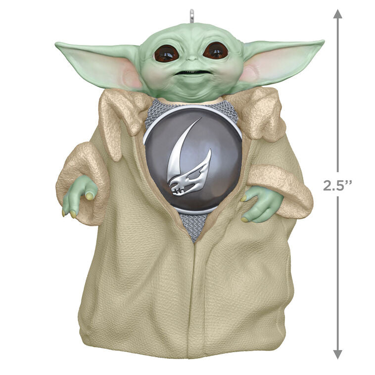 Grogu ornament, The Mandalorian, Baby Yoda in youngling robes and armor, Hallmark Keepsake, Star Wars, Christmas tree decoration.