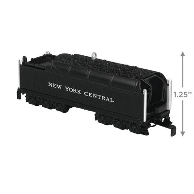Hallmark Keepsake Lionel New York Central Vanderbilt Tender ornament, black die-cast metal train coal car with turning wheels and NY Central markings.