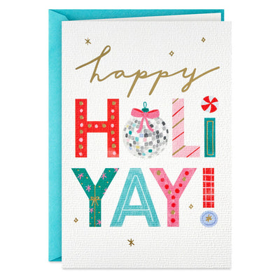 Whimsical Lettering Holi-Yay Boxed Christmas Cards, Pack of 16