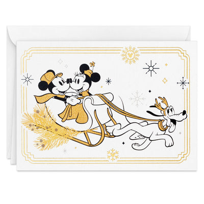 Disney Mickey Mouse and Minnie Mouse Sleigh Ride Christmas Note Cards