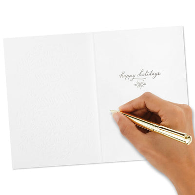 The Season's Gifts Lettering on Green Boxed Christmas Cards, Pack of 16