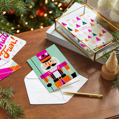 Neon Brights Assorted Boxed Christmas Cards, Pack of 16