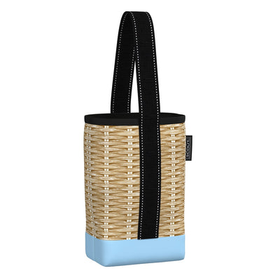 SCOUT Drinking Buddy wine tote in Al Fresco print, holds two bottles with padded divider, insulated liner, and reinforced bottom.