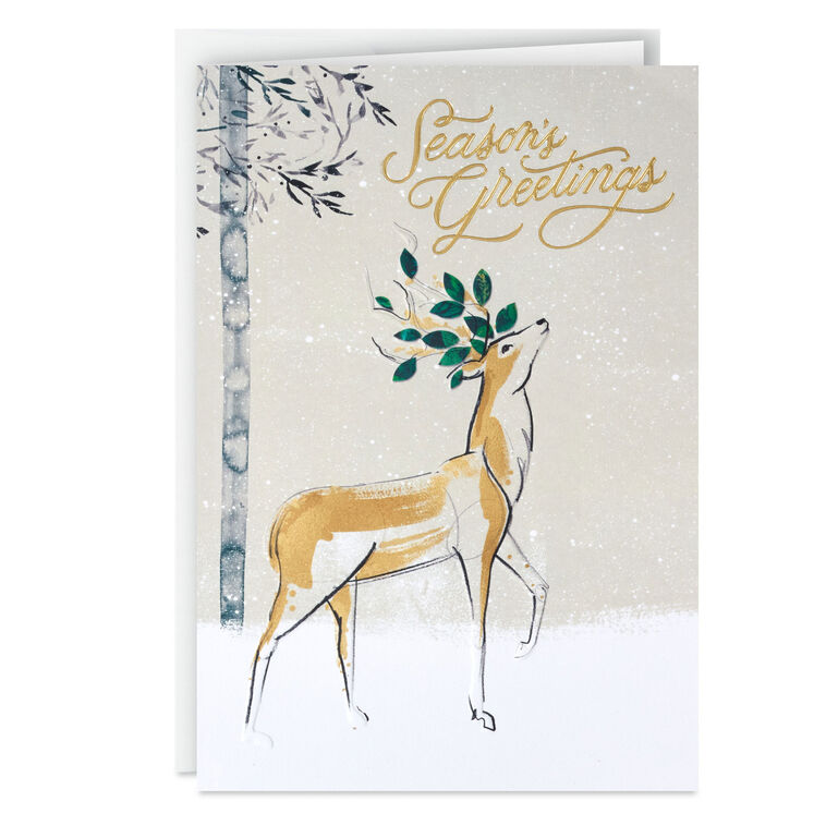 Stately Deer in Snow Boxed Christmas Cards, Pack of 12
