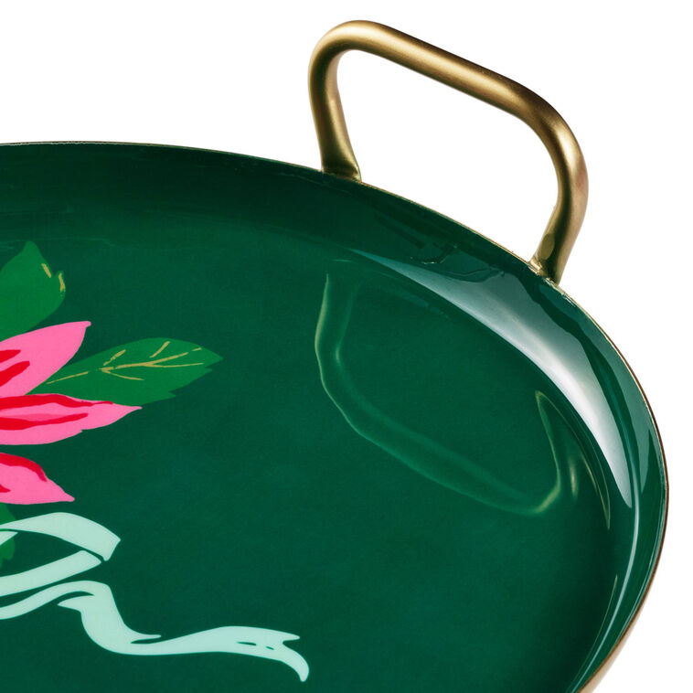 Lacey Chabert Collection Poinsettias on Green Serving Tray, 13"