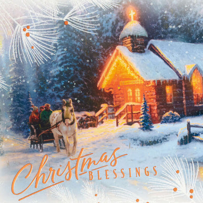 Thomas Kinkade Lighted Chapel Boxed Christmas Cards, Pack of 16