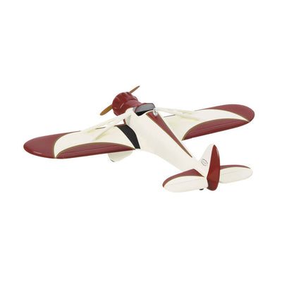Mini Kinner Sportwing airplane ornament, creamy white with brown accents, spinning propeller, Hallmark Keepsake aviation collectible
