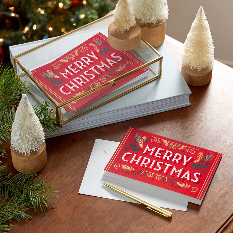 Retro Lettering Boxed Christmas Cards, Pack of 12