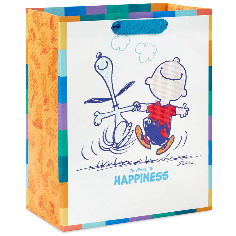 9.6" Peanuts® 75th Anniversary Happy Dance Medium Gift Bag