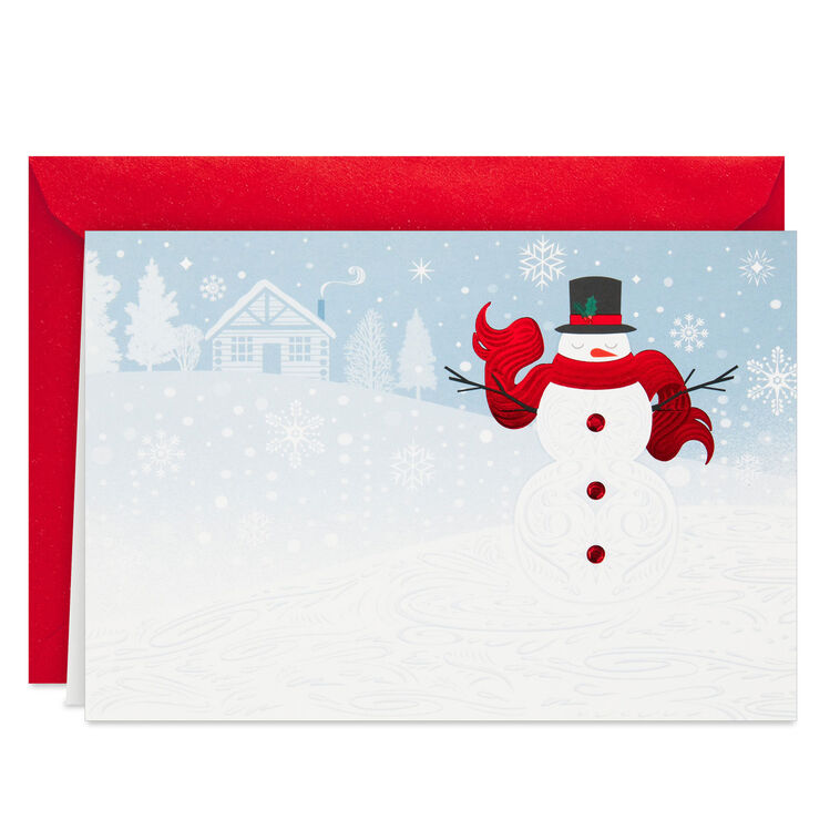 Cozy Snowman and Flurries Boxed Christmas Cards, Pack of 40