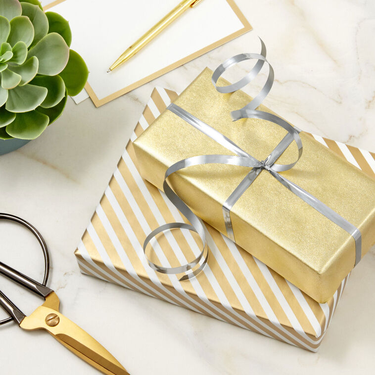 0.2" Gold/Silver/Black Metallic 3-Pack Curling Ribbon, 90&