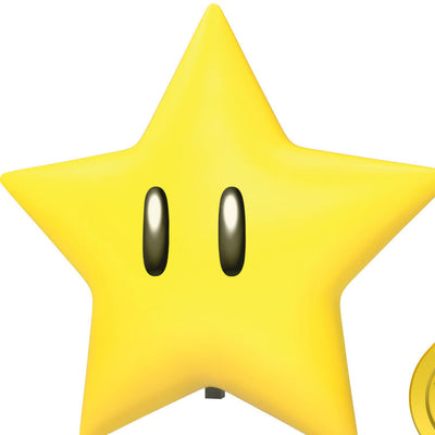 Nintendo Super Mario Super Star tree topper with glowing light and sound effects, remote control activated for synchronized